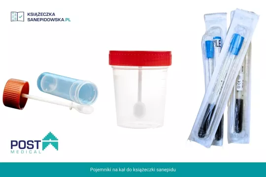 Pojemniki na kał do książeczki sanepidu i badań ogólnych